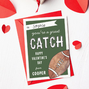 Invitation Grand Catch Football Classroom Valentines Day Card