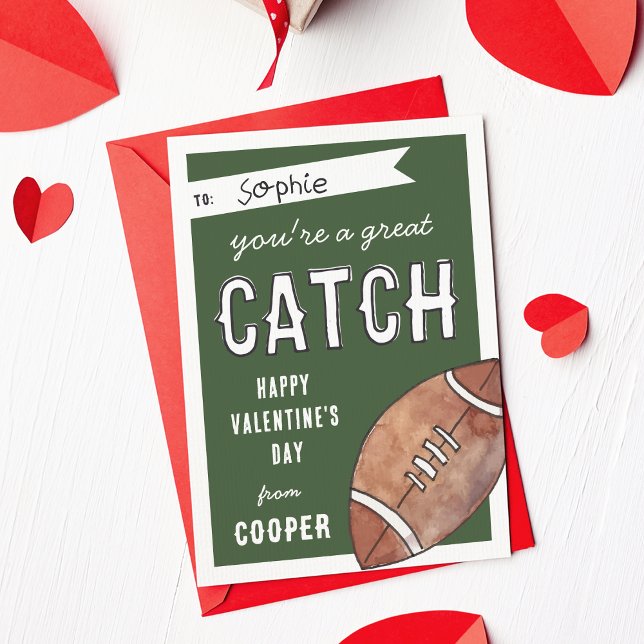 Invitation Grand Catch Football Classroom Valentines Day Card (Créateur téléchargé)
