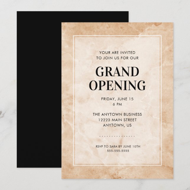 Invitation Grand événement d'ouverture | Arrière - plan éléga (Devant / Derrière)