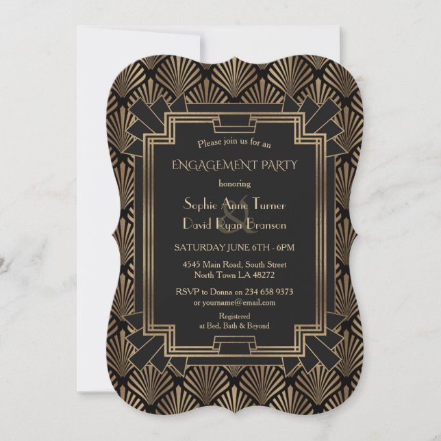 Invitation Grand Gatsby de luxe Roaring 20's (Devant)