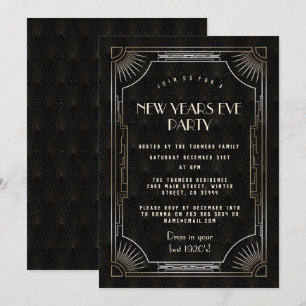 Invitation Grand Gatsby Gold de luxe 20's New Year's Eve Part