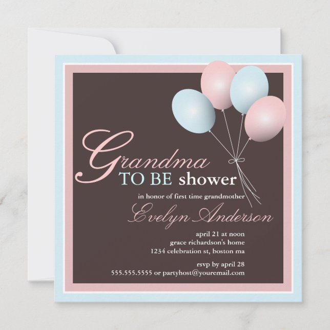 Invitation Grand-mère au premier Baby shower enfant (Devant)