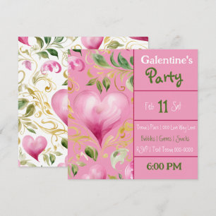 Invitation Grand Motif de coeur rose pour la fête de la fête 