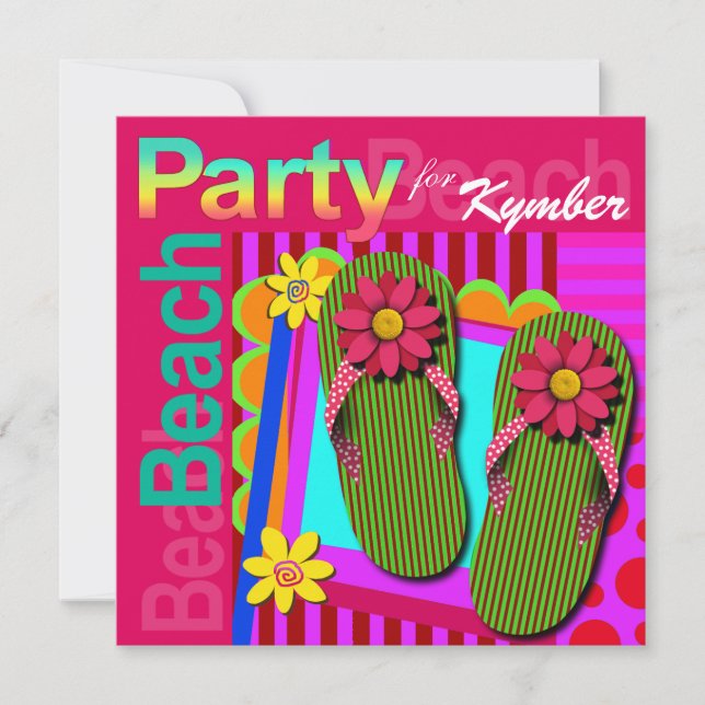 Invitation Grand Nuit Fun Flip Flops - Fête de plage! (Devant)