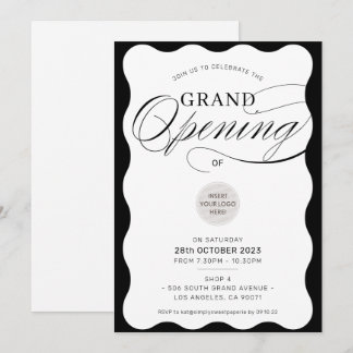 Invitation GRAND OPENING modern business event black wave