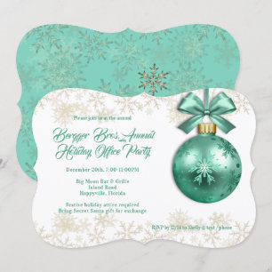Invitation Grand Ornement Green Noël Fête de bureau