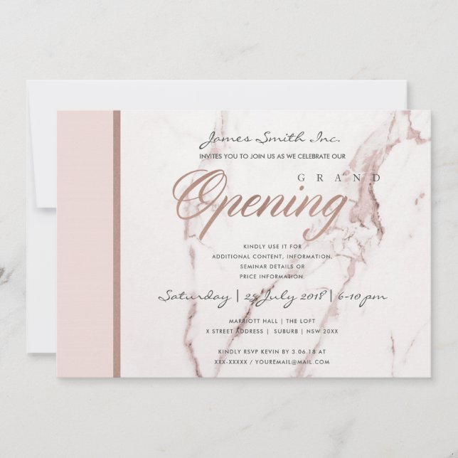 INVITATION GRAND OUVERTURE DE LA TEXTURE DU MARBRE D'OR ROSE  (Devant)