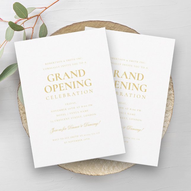 Invitation Grand ouverture de l'entreprise formelle Or & Noir (Formal Corporate Grand Opening Gold & Black Invitation)