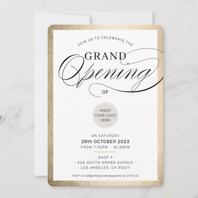 Invitation GRAND OUVERTURE de l'événement d'affaires moderne  (Devant)