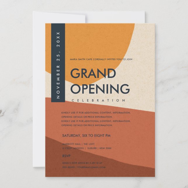 INVITATION GRAND OUVERTURE DE L'ORANGE D'ART ABSTRAIT MODERNE (Devant)