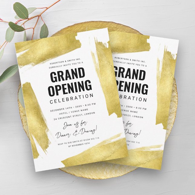 Invitation Grand ouverture d'entreprise moderne (Modern Corporate Grand Opening Gold Invitation)