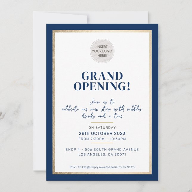 Invitation GRAND OUVERTURE moderne logo minimal magasin marin (Devant)