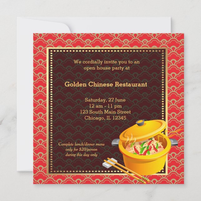 Invitation Grand ouverture Restaurant chinois (Devant)