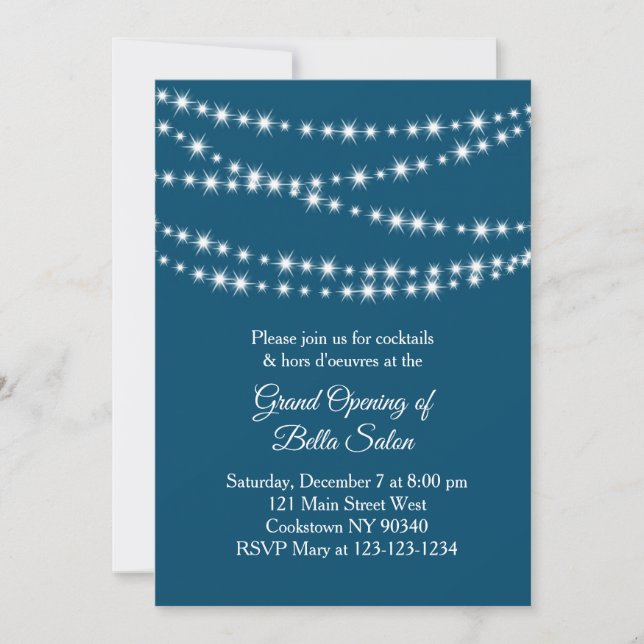 Invitation Grand ouverture Twinkle Lights bleu (Devant)