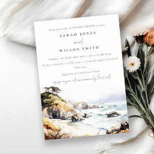 Invitation Grand paysage aquarelle de Big Sur Californie pour