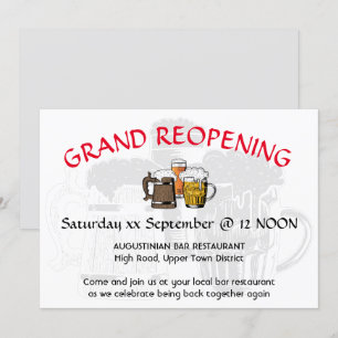 Invitation GRAND REOUVERTURE Pub Reunion Personnalisable GRAY