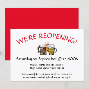 Invitation GRAND REOUVERTURE Pub Reunion Personnalisable RED