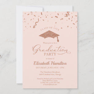 Invitation Grand Rose du lycée Gold Confetti Pink