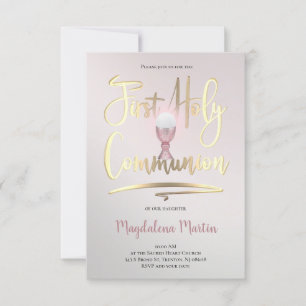 Invitation grand script Première communion sainte