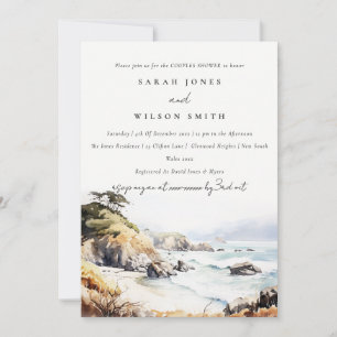 Invitation Grand Sur Californie Aquarelle Scape Couple Douche