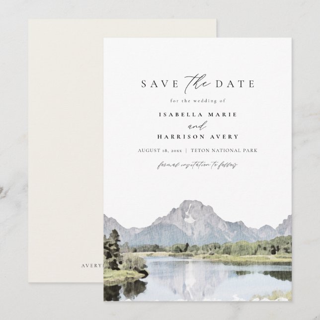 Invitation GRAND TETON National Park Mountain Enregistrer la  (Devant / Derrière)