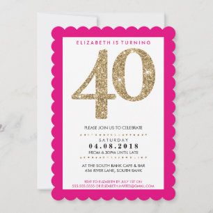 Invitation GRANDE ÂGE NUMÉRO gras 40 or parties scintillant r