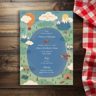 Invitation Grande aventure Baby shower de camping en plein ai