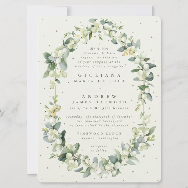 Invitation Grande Crème Formelle Snowberry + Eucalyptus Maria (Devant)