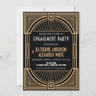 Invitation Grande partie Art Déco d'engagement