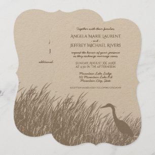 Invitation Grande silhouette de Héron Bleu mariage rustique