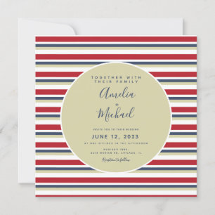 Invitation Grandes de Noël Beige Rouge Marine Vintage Mariage