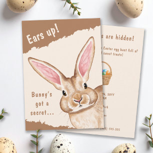Invitation Grandes Oreilles de Lapin Mignon Chasse aux œufs d
