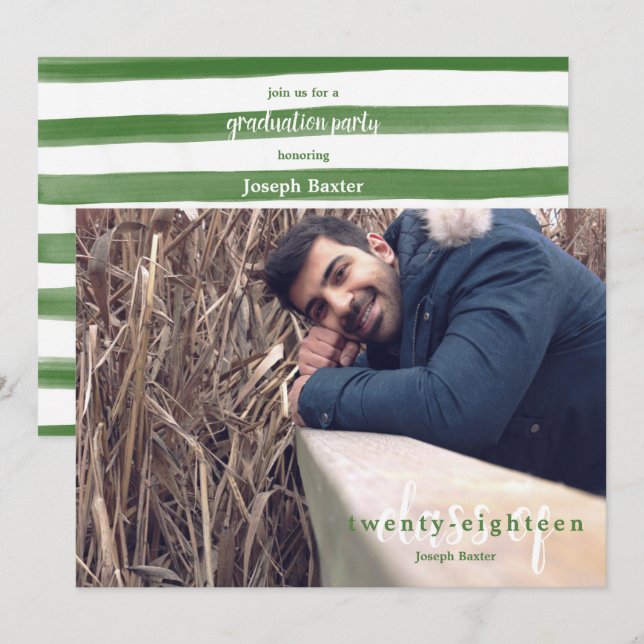 Invitation Grandes Peintes Vertes Modernes Classe D'Invitatio (Devant / Derrière)