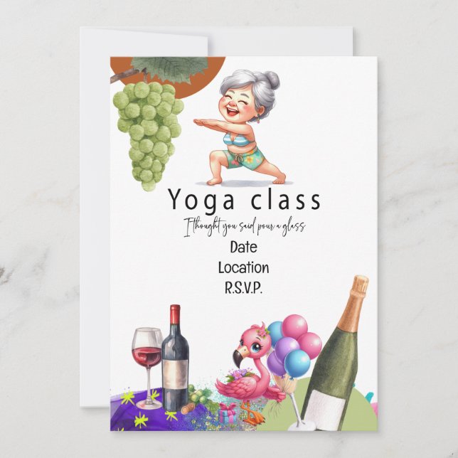 Invitation Grandma Funny Parler de yoga et de vin (Devant)