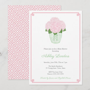 Invitation Grandmillenial Baby shower Rose Et Vert Pour Fille
