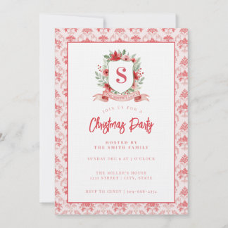 Invitation Grandmillennial Floral Crest | Christmas Monogram