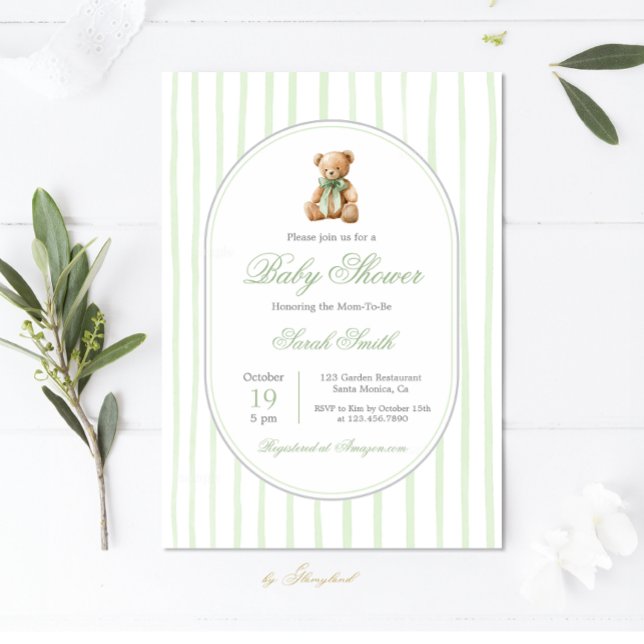 Invitation Grandmillentenaire Ours Baby shower neutre entre l (Créateur téléchargé)