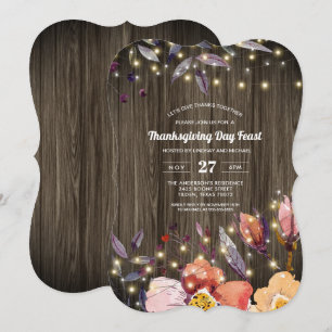 Invitation Grange Bois Chaîne Luminance Floral Thanksgiving F