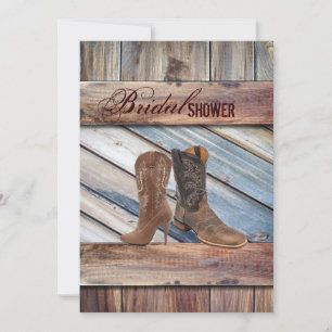 Invitation grange bois Cowboy Western pays nuptiale douche