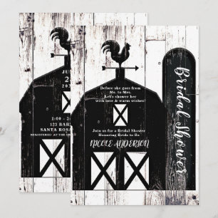 Invitation Grange noire en bois blanc Rustique douche de mari