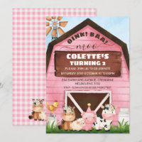 Grange rose Oink Baa Moo Animaux de ferme Annivers