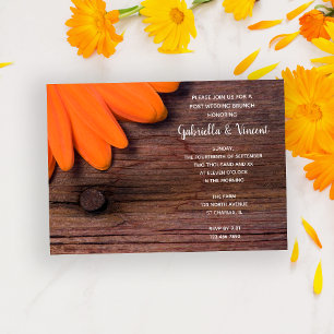 Invitation Grange Rustique aux Pissenlits Poteau en Bois Brun