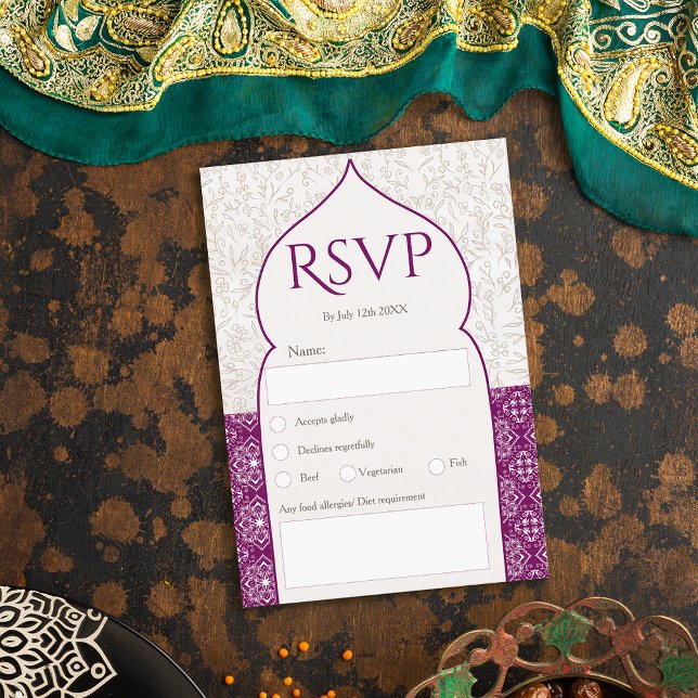 Invitation Graphe marocain floral mariage rsvp (Créateur téléchargé)