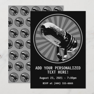 Invitation Graphique de microphone rétro