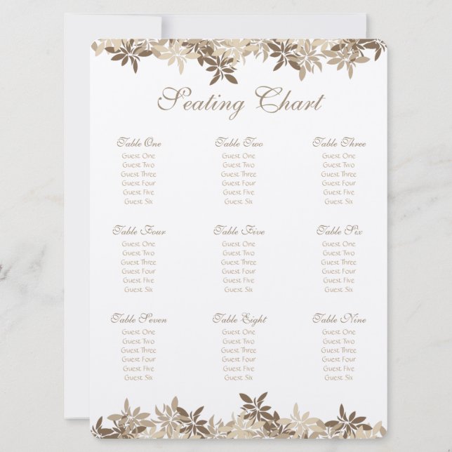 Invitation Graphique de sièges tan stylisé et Feuilles florau (Dos)
