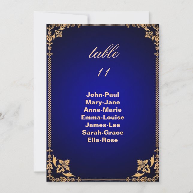 Invitation Graphique de table à numéro de cadre bleu vintage (Devant)