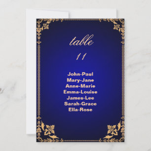 Invitation Graphique de table à numéro de cadre bleu vintage