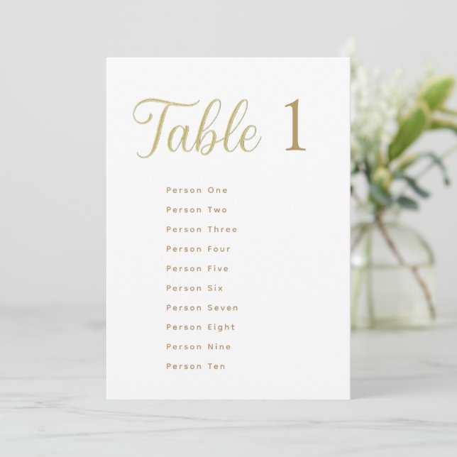 Invitation Graphique de table élégant en or personnalisé n°1 (Debout devant)