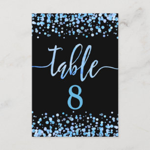 Invitation Graphique de table numéro Confettis Bleu Clair