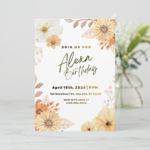 Invitation Graphique floral de fleur sauvage en terre cuite B